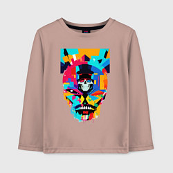 Лонгслив хлопковый детский Funny skull - pop art, цвет: пыльно-розовый