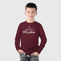 Лонгслив хлопковый детский Лес и горы, цвет: меланж-бордовый — фото 2