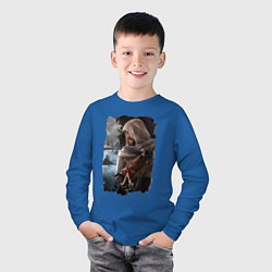 Лонгслив хлопковый детский Assassins Creed Mirage Асасин Крид Мираж, цвет: синий — фото 2