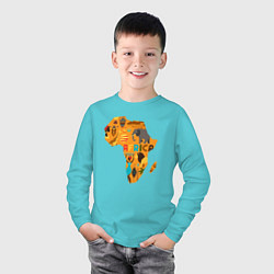 Лонгслив хлопковый детский Красочная Африка, цвет: бирюзовый — фото 2