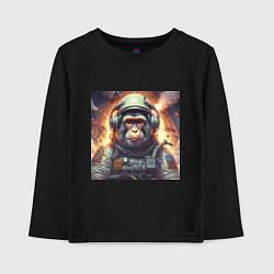 Лонгслив хлопковый детский Обезьяна космонавт, цвет: черный