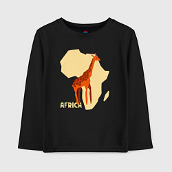 Лонгслив хлопковый детский Жираф из Африки, цвет: черный