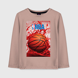 Лонгслив хлопковый детский Баскетбольный мяч nba, цвет: пыльно-розовый