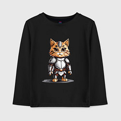 Лонгслив хлопковый детский Рыжий кот в доспехах, цвет: черный