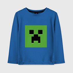 Лонгслив хлопковый детский Minecraft creeper face, цвет: синий