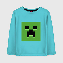 Лонгслив хлопковый детский Minecraft creeper face, цвет: бирюзовый