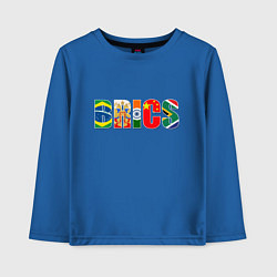 Лонгслив хлопковый детский Надпись: BRICS, цвет: синий