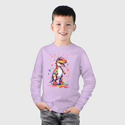Лонгслив хлопковый детский Милый детеныш тиранозавра, цвет: лаванда — фото 2