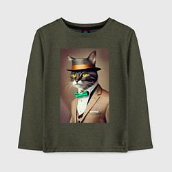 Детский лонгслив Портрет кота джентльмена в шляпе