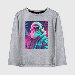 Лонгслив хлопковый детский Модный Санта в неоновом свете, цвет: меланж
