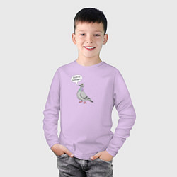 Лонгслив хлопковый детский Голубь с надписью, цвет: лаванда — фото 2