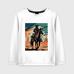 Лонгслив хлопковый детский Ковбой на лошади, цвет: белый