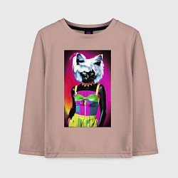 Детский лонгслив Cat fashionista - pop art - neural network