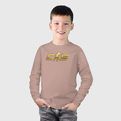 Лонгслив хлопковый детский CS 2 gold logo, цвет: пыльно-розовый — фото 2