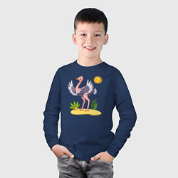 Лонгслив хлопковый детский Солнечный страус, цвет: тёмно-синий — фото 2