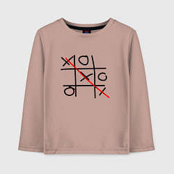 Лонгслив хлопковый детский Крестики-нолики игра, цвет: пыльно-розовый
