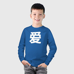 Лонгслив хлопковый детский Любовь на китайском, цвет: синий — фото 2