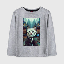 Лонгслив хлопковый детский A street kitten is a resident of a metropolis, цвет: меланж