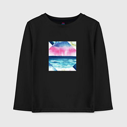 Лонгслив хлопковый детский Абстрактное море закат рассвет, цвет: черный