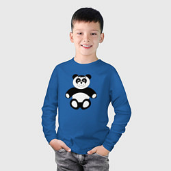 Лонгслив хлопковый детский Панда медведь cartoon, цвет: синий — фото 2