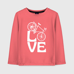 Лонгслив хлопковый детский Любовь велосипедиста, цвет: коралловый
