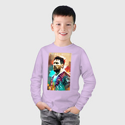 Лонгслив хлопковый детский Lionel Messi - football - striker, цвет: лаванда — фото 2