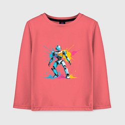 Лонгслив хлопковый детский Яркий робот, цвет: коралловый