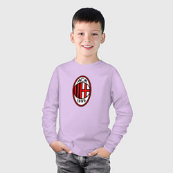 Лонгслив хлопковый детский Футбольный клуб Milan, цвет: лаванда — фото 2