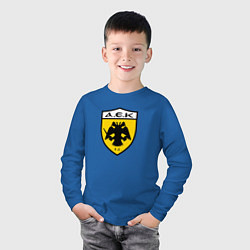 Лонгслив хлопковый детский Футбольный клуб AEK, цвет: синий — фото 2