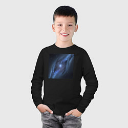 Лонгслив хлопковый детский Космический путь, цвет: черный — фото 2