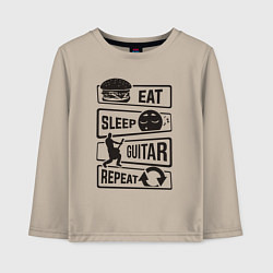 Лонгслив хлопковый детский Eat sleep guitar repeat, цвет: миндальный