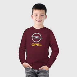 Лонгслив хлопковый детский Opel sport auto, цвет: меланж-бордовый — фото 2