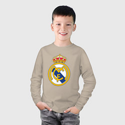 Лонгслив хлопковый детский Real madrid fc sport, цвет: миндальный — фото 2