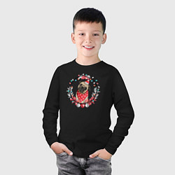 Лонгслив хлопковый детский Мопс в гирлянде, цвет: черный — фото 2