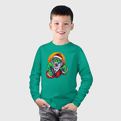 Лонгслив хлопковый детский Зомби Санта, цвет: зеленый — фото 2