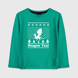 Лонгслив хлопковый детский Sweater dragon year, цвет: зеленый