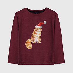 Лонгслив хлопковый детский Рыжий пушистый кот, цвет: меланж-бордовый