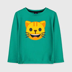 Лонгслив хлопковый детский Жёлтый котик счастлив, цвет: зеленый
