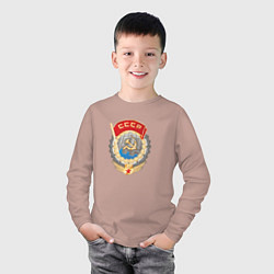 Лонгслив хлопковый детский Ссср лого символика советов, цвет: пыльно-розовый — фото 2
