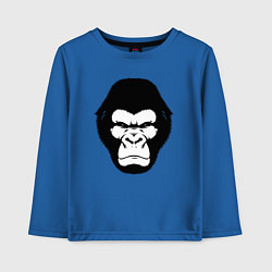 Лонгслив хлопковый детский Голова гориллы гравюра, цвет: синий