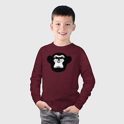 Лонгслив хлопковый детский Морда шимпанзе, цвет: меланж-бордовый — фото 2