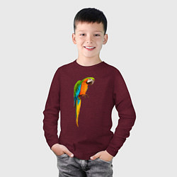 Лонгслив хлопковый детский Попугайчик интересно смотрит, цвет: меланж-бордовый — фото 2