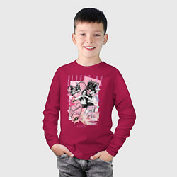 Лонгслив хлопковый детский Blackpink коллаж, цвет: маджента — фото 2