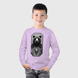Лонгслив хлопковый детский Кибер-медведь - нейросеть, цвет: лаванда — фото 2