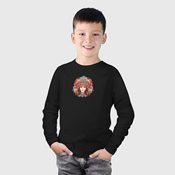 Лонгслив хлопковый детский Царевна в красном кокошнике, цвет: черный — фото 2