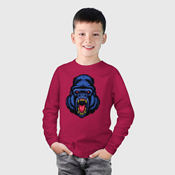 Лонгслив хлопковый детский Blue monkey, цвет: маджента — фото 2