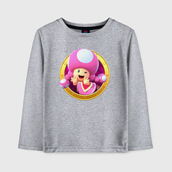 Лонгслив хлопковый детский Тоад девочка значок, цвет: меланж