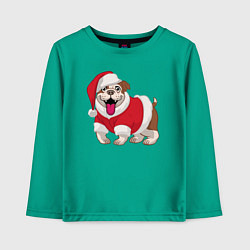 Лонгслив хлопковый детский Новогодний пёсик, цвет: зеленый