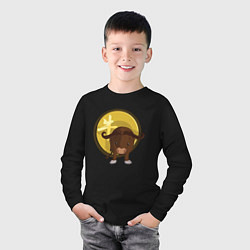 Лонгслив хлопковый детский Год быка на китайском, цвет: черный — фото 2