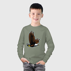 Лонгслив хлопковый детский Летящий орёл, цвет: авокадо — фото 2